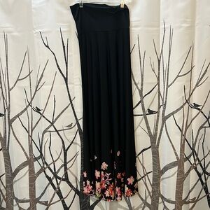 $15 - Lularoe maxi type skirt, XXS black with beautiful flowers & butterflies